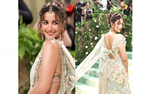 ২৩ ফুট লম্বা আঁচলে নিয়ে মেট গালায় উপস্থিত আলিয়া