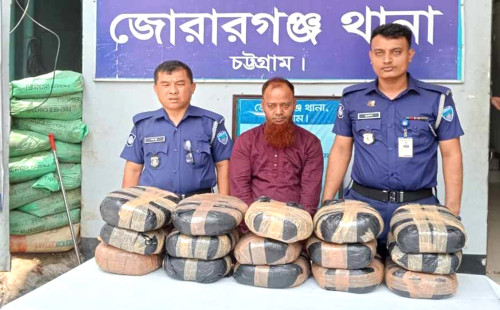 বিপুল পরিমান গাঁজাসহ একজনকে আটক করেছে জোরারগঞ্জ থানা পুলিশ